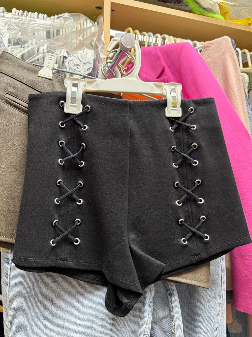 Tobi Black Lace-Up High-Waist Skort